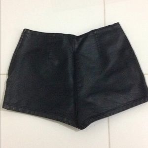 Leather high waisted shorts